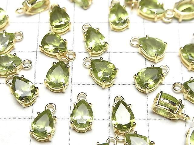 【動画】宝石質ペリドットAAA 枠留めペアシェイプファセットカット8×6mm 18KGP 1個 サムネイル3