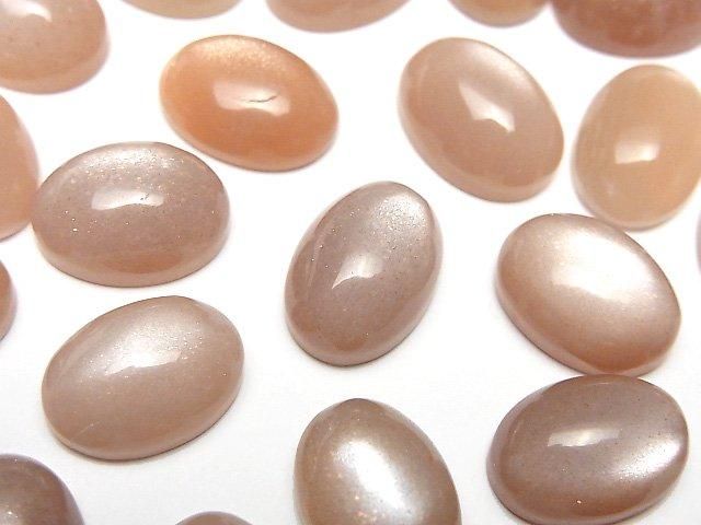 【動画】ピーチムーンストーンAAA- オーバル カボション14×10mm 2個の画像