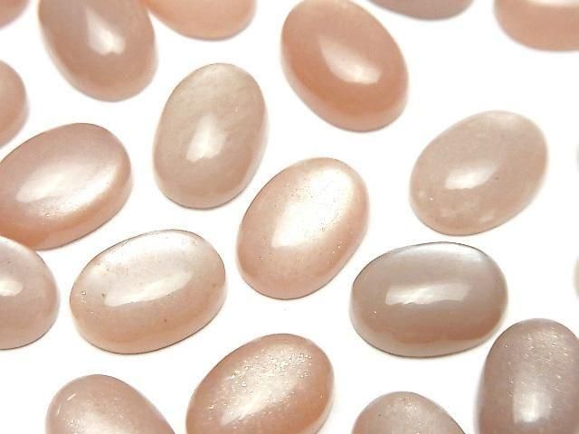 【動画】ピーチムーンストーンAAA- オーバル カボション14×10mm 2個の画像