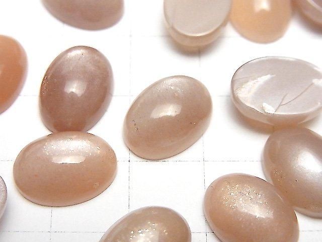 【動画】ピーチムーンストーンAAA- オーバル カボション14×10mm 2個 サムネイル2