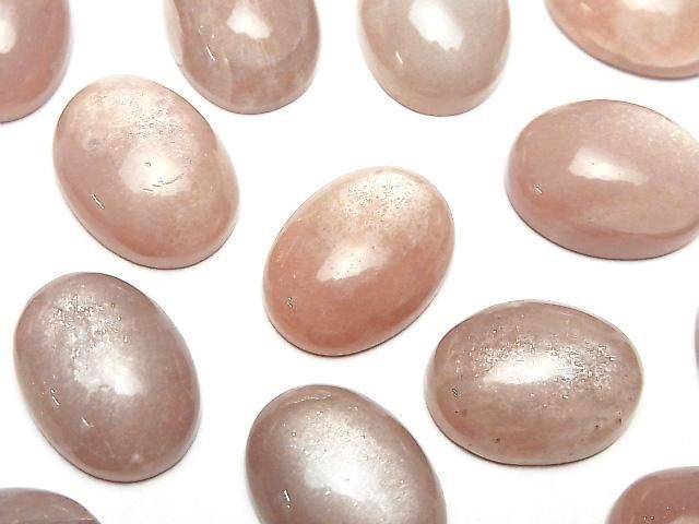 【動画】ピーチムーンストーンAAA- オーバル カボション20×15mm 2個の画像