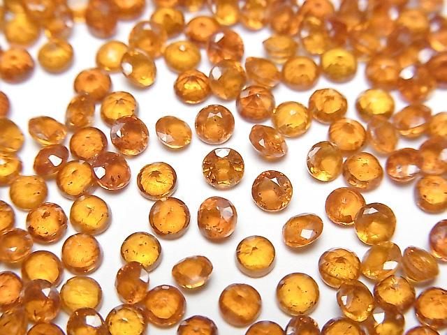 【動画】宝石質オレンジカイヤナイトAAA- ルース ラウンドファセットカット3×3mm 10粒の画像