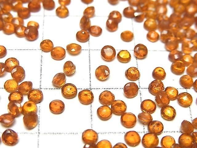 【動画】宝石質オレンジカイヤナイトAAA- ルース ラウンドファセットカット3×3mm 10粒 サムネイル2