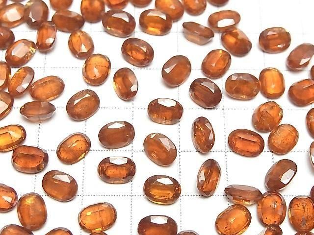 【動画】宝石質オレンジカイヤナイトAAA- ルース オーバルファセットカット8×6mm 2粒 サムネイル4