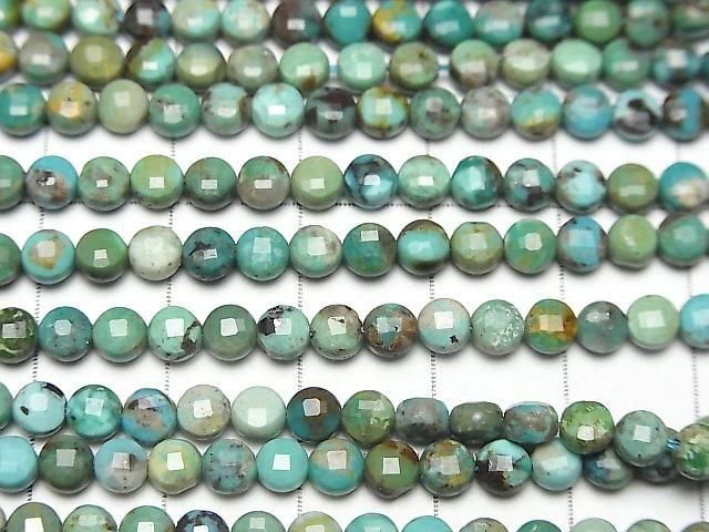 【動画】【素晴らしい輝き】ターコイズAA++ コインカット4×4×3mm 半連/1連(約37cm) サムネイル2