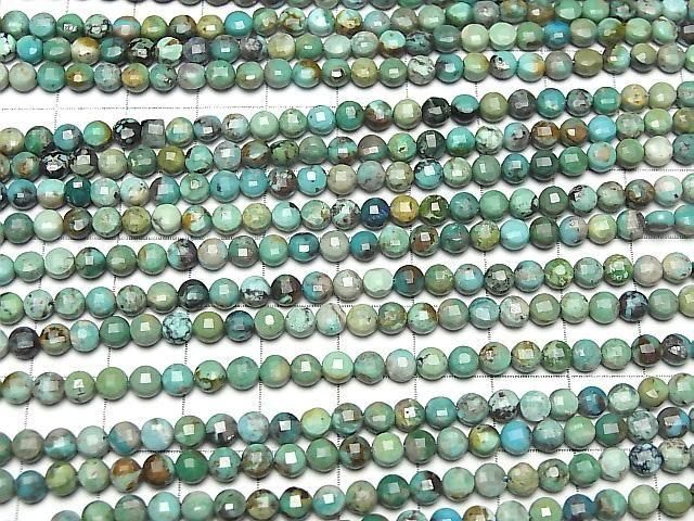 【動画】【素晴らしい輝き】ターコイズAA++ コインカット4×4×3mm 半連/1連(約37cm) サムネイル3