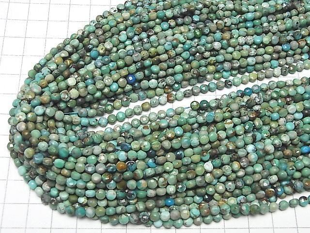 【動画】【素晴らしい輝き】ターコイズAA++ コインカット4×4×3mm 半連/1連(約37cm) サムネイル4