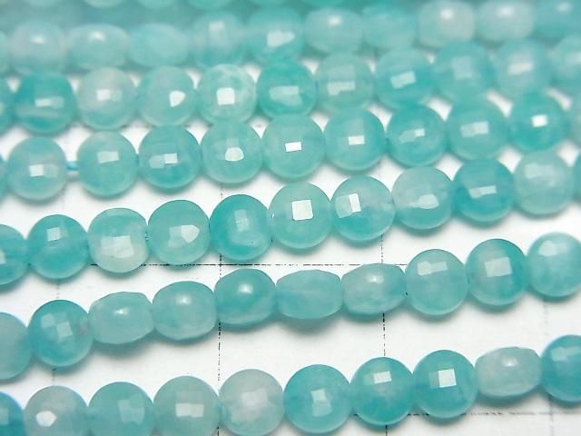 【動画】【素晴らしい輝き】アマゾナイトシリカAA+ コインカット4×4×2.5mm 1連(約37cm) サムネイル2