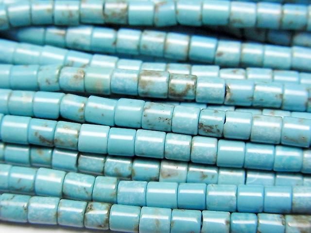 【動画】マグネサイトターコイズ チューブ3×3×3mm 1連(約36cm)の画像