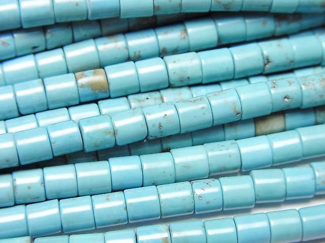 【動画】マグネサイトターコイズ チューブ4×4×4mm 1連(約37cm)の画像