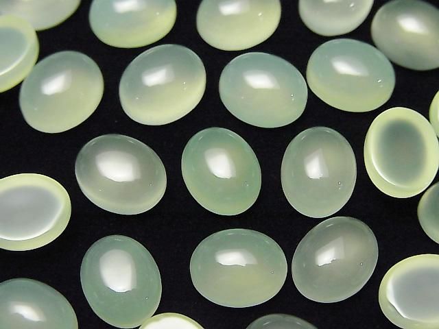【動画】アップルグリーンカルセドニーAAA オーバル カボション10×8mm 3個の画像