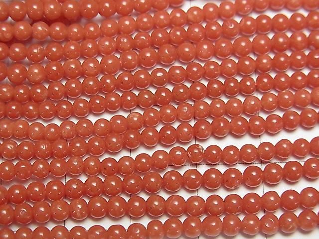 【動画】サルデーニャ産本珊瑚・レッドコーラル ラウンド3~3.5mm 半連/1連(約50cm) サムネイル2