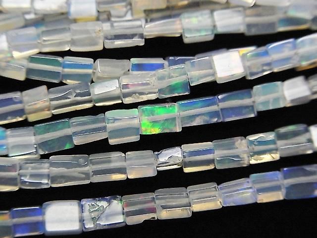【動画】エチオピア産オパールAAA- レクタングル~スクエア 半連/1連(約40cm)の画像