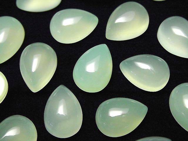 【動画】アップルグリーンカルセドニーAAA ペアシェイプ カボション14×10mm 3個の画像