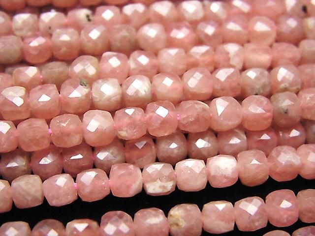 【動画】【素晴らしい輝き】アルゼンチン産インカローズAA++ キューブカット4×4×4mm 半連/1連(約36cm)の画像