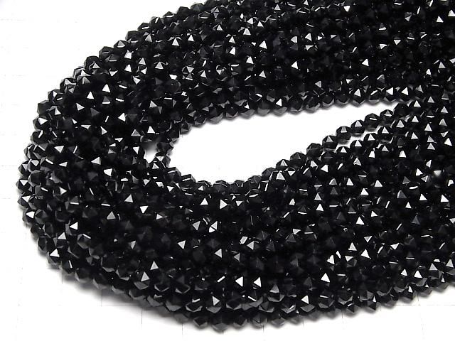 【動画】【素晴らしい輝き】ブラックスピネルAAA スターラウンドカット5mm 1連(約37cm) サムネイル4