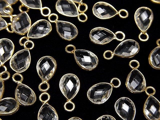 【動画】宝石質ホワイトトパーズAAA 枠留めペアシェイプカット8×6mm 18KGP 4個の画像