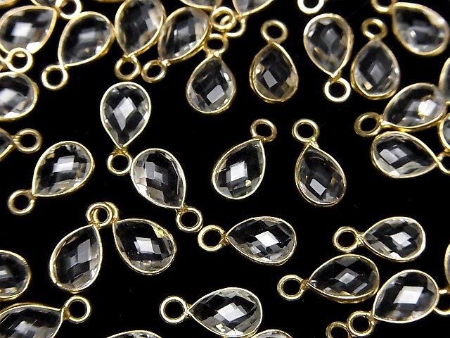 【動画】宝石質ホワイトトパーズAAA 枠留めペアシェイプカット8×6mm 18KGP 4個 サムネイル3