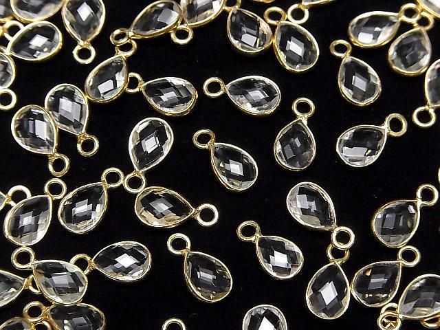 【動画】宝石質ホワイトトパーズAAA 枠留めペアシェイプカット8×6mm 18KGP 4個 サムネイル4