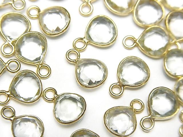 【動画】宝石質グリーンアメジストAAA 枠留めマロンカット7×7mm 18KGP 4個の画像