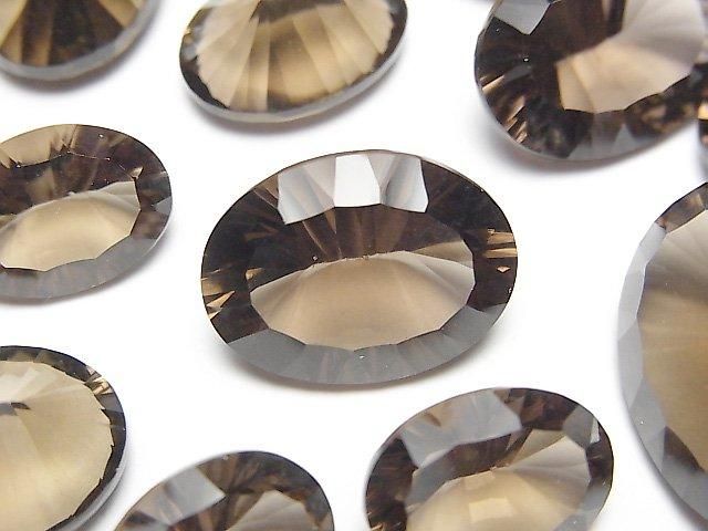 【動画】宝石質スモーキークォーツAAA ルース オーバル コンケーブカット サイズミックス 5粒の画像