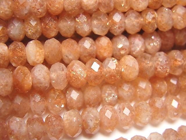 【動画】【素晴らしい輝き】サンストーンAAA- ボタンカット6×6×3mm 半連/1連(約37cm)の画像