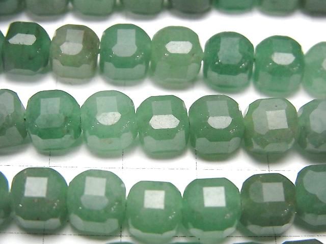 【動画】【素晴らしい輝き】グリーンアベンチュリン キューブカット7×7×7mm 半連/1連(約37cm) サムネイル2