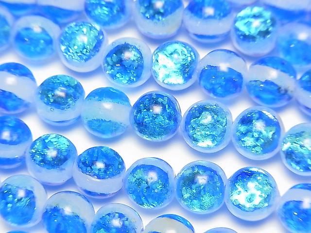 【動画】とんぼ玉 ラウンド8mm 【ミヤコマリン/蓄光タイプ】 1/4連~1連(約38cm)の画像