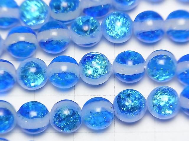【動画】とんぼ玉 ラウンド8mm 【ミヤコマリン/蓄光タイプ】 1/4連~1連(約38cm) サムネイル2
