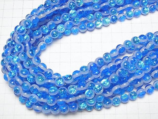 【動画】とんぼ玉 ラウンド8mm 【ミヤコマリン/蓄光タイプ】 1/4連~1連(約38cm) サムネイル4