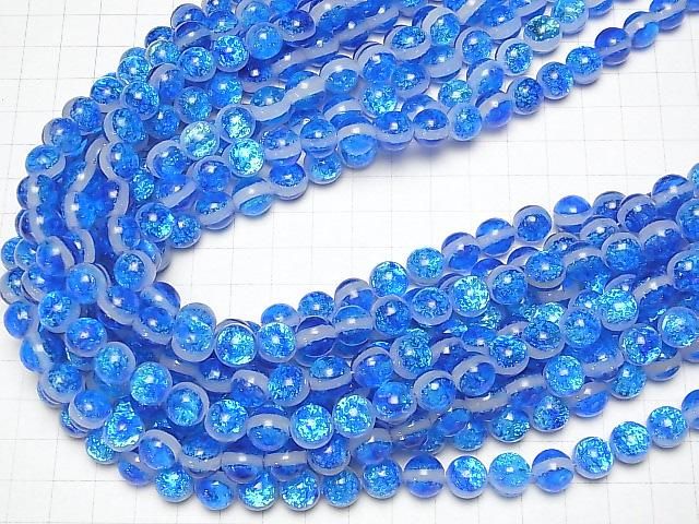 【動画】とんぼ玉 ラウンド10mm 【ミヤコマリン/蓄光タイプ】 1/4連~1連(約36cm) サムネイル4
