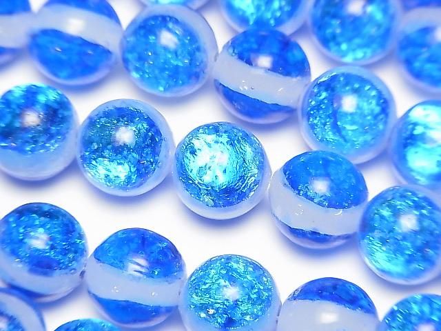 【動画】とんぼ玉 ラウンド12mm 【ミヤコマリン/蓄光タイプ】 1/4連~1連(約38cm)の画像