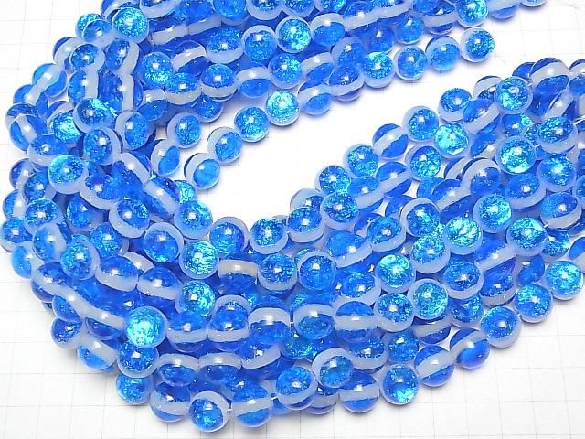 【動画】とんぼ玉 ラウンド12mm 【ミヤコマリン/蓄光タイプ】 1/4連~1連(約38cm) サムネイル4