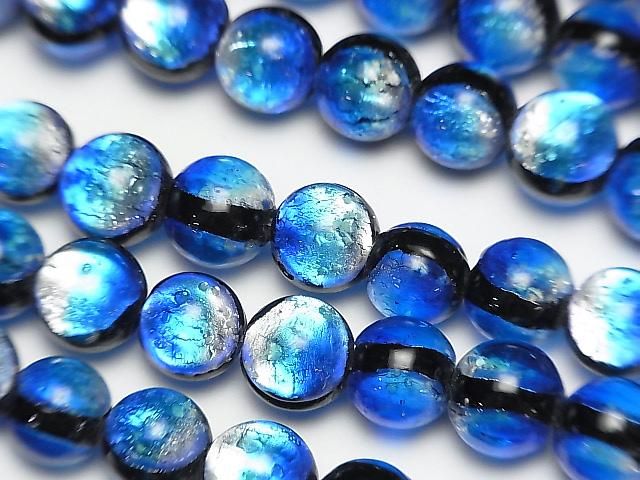 【動画】とんぼ玉 ラウンド8mm 【ヨナグニブルー/蓄光タイプ】 1/4連~1連(約34cm)の画像