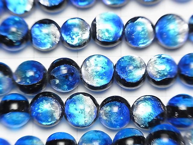 【動画】とんぼ玉 ラウンド8mm 【ヨナグニブルー/蓄光タイプ】 1/4連~1連(約34cm) サムネイル2