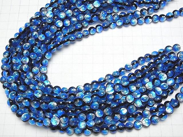【動画】とんぼ玉 ラウンド8mm 【ヨナグニブルー/蓄光タイプ】 1/4連~1連(約34cm) サムネイル4