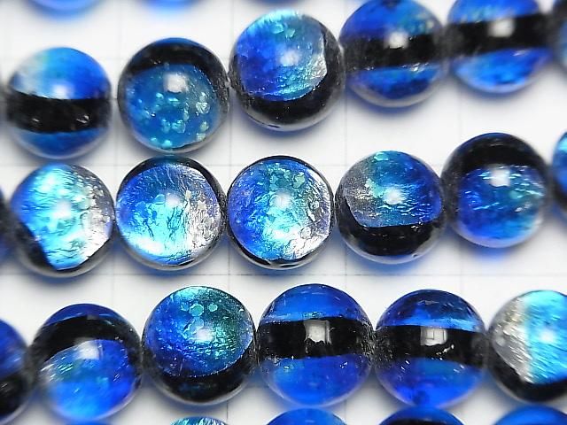 【動画】とんぼ玉 ラウンド10mm 【ヨナグニブルー/蓄光タイプ】 1/4連~1連(約36cm) サムネイル2