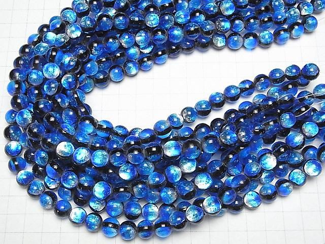 【動画】とんぼ玉 ラウンド10mm 【ヨナグニブルー/蓄光タイプ】 1/4連~1連(約36cm) サムネイル4