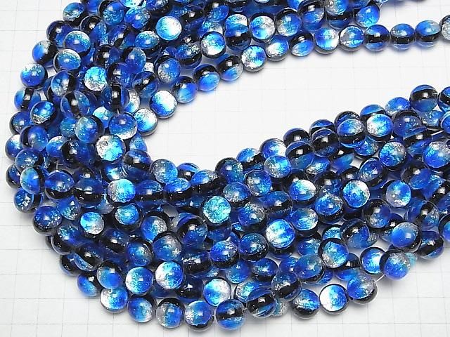 【動画】とんぼ玉 ラウンド12mm 【ヨナグニブルー/蓄光タイプ】 1/4連~1連(約34cm) サムネイル4