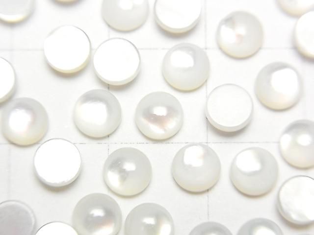 【動画】高品質ホワイトシェル(白蝶貝)AAA ラウンド カボション5×5mm 5個 サムネイル2