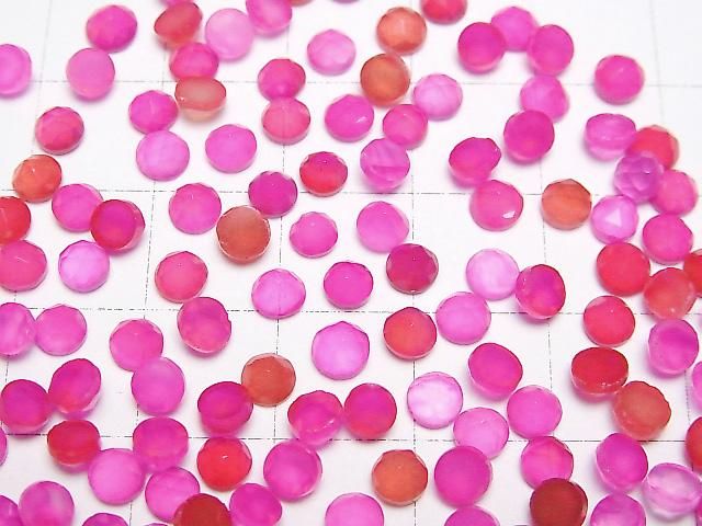【動画】フューシャピンクカルセドニーAAA ラウンド カボションローズカット4×4mm 10個 サムネイル3