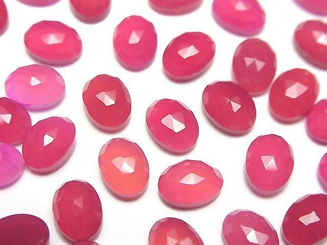 【動画】フューシャピンクカルセドニーAAA オーバル カボションローズカット8×6mm 5個の画像