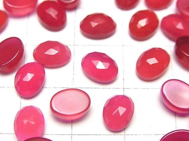 【動画】フューシャピンクカルセドニーAAA オーバル カボションローズカット8×6mm 5個 サムネイル2