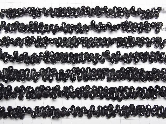【動画】宝石質ブラックスピネルAAA ドロップ ブリオレットカット 半連/1連(約22cm) サムネイル4