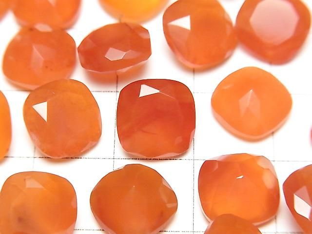 【動画】宝石質カーネリアンAAA ルース スクエアファセットカット10×10mm 2粒 サムネイル2