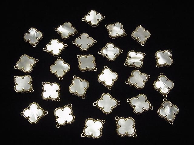 【動画】ホワイトシェル フラワー型チャーム11×11mm 【両カン】 18KGP製 1個 サムネイル4