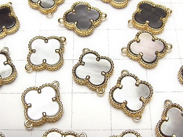 【動画】ブラックシェル フラワー型チャーム11×11mm 【両カン】 18KGP製 1個 サムネイル2