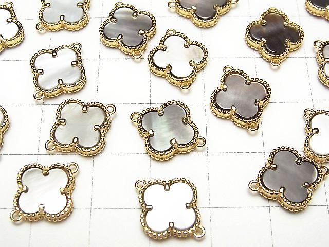 【動画】ブラックシェル フラワー型チャーム11×11mm 【両カン】 18KGP製 1個 サムネイル3