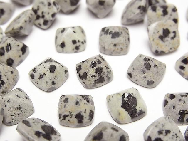 【動画】ダルメシアンジャスパー シュガーローフカット8×8mm 2個の画像