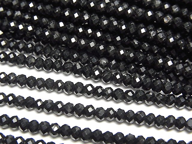 ブラックトルマリン ボタンカット3×3×2mm 1連（約36cm）｜天然石ビーズ